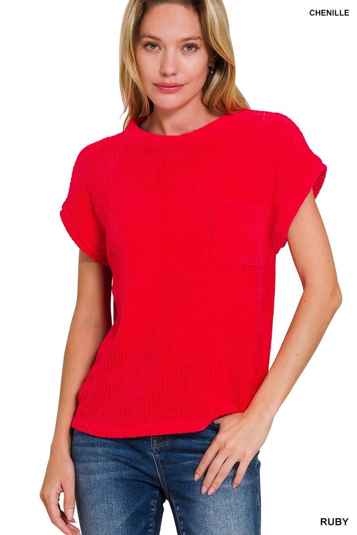 KATHERINE WAFFLE TOP-RUBY