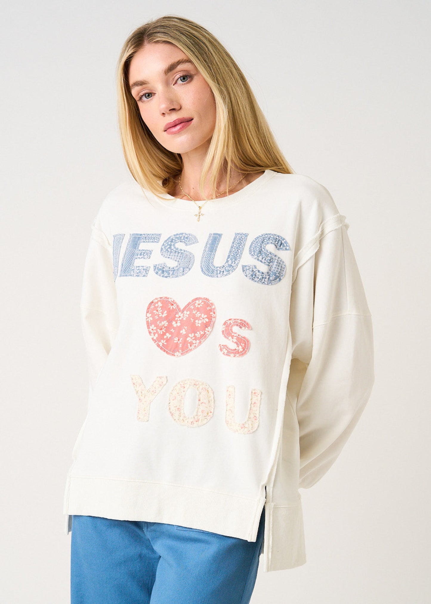 JESUS PATCHWORK SWEATSHIRT - OFF WHITE
