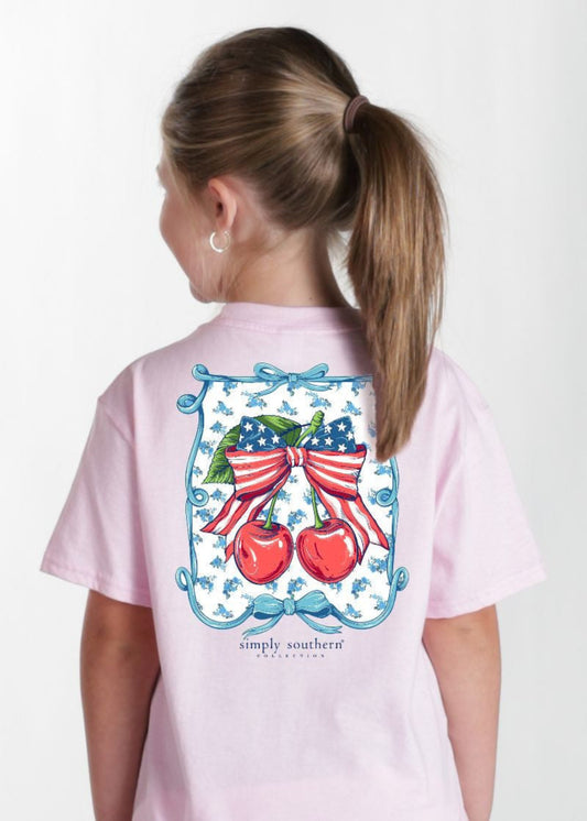 YOUTH USA CHERRY TEE - PEONY
