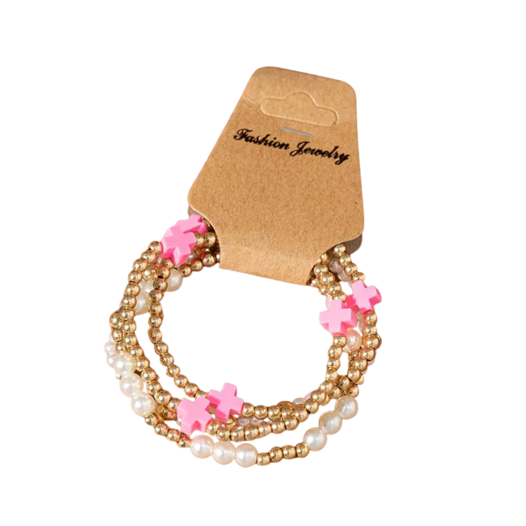 BOHO CHIC BRACELET 4 PIECE SET - APRICOT PINK