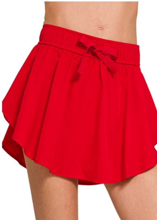 SOFT WOVEN SKORT - TOMATO