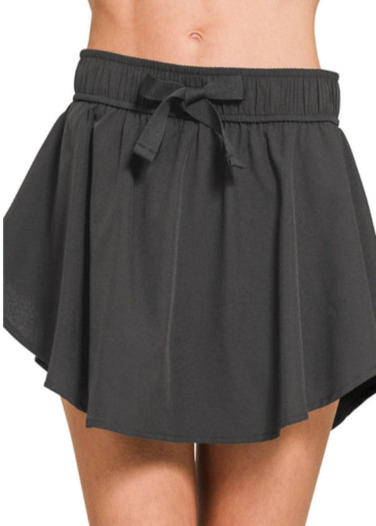 SOFT WOVEN SKORT - BLACK
