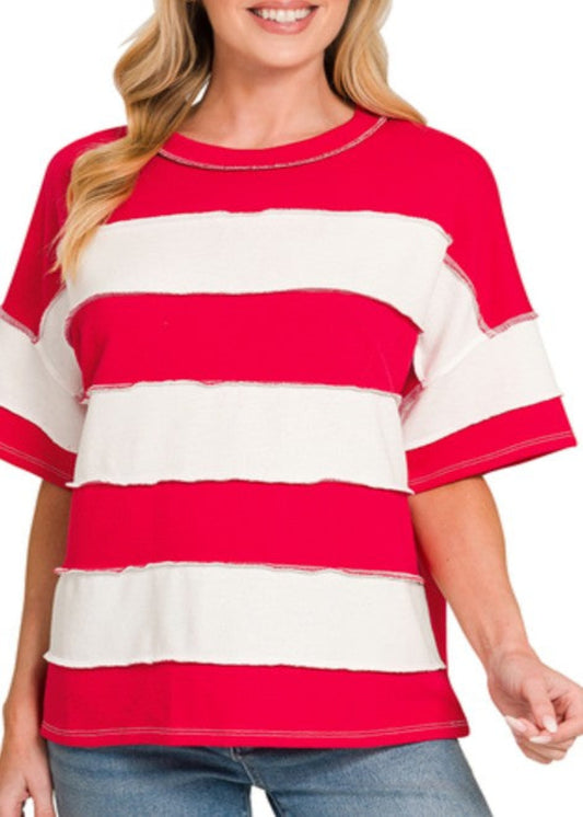 AMELIA STRIPPED TOP - RUBY