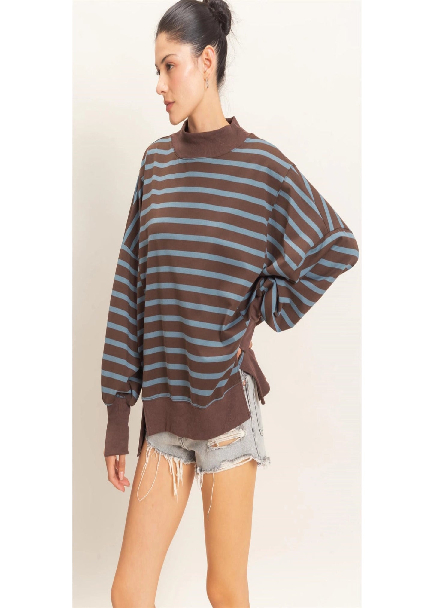 AURIE MOCKNECK - BROWN AND DARK BLUE