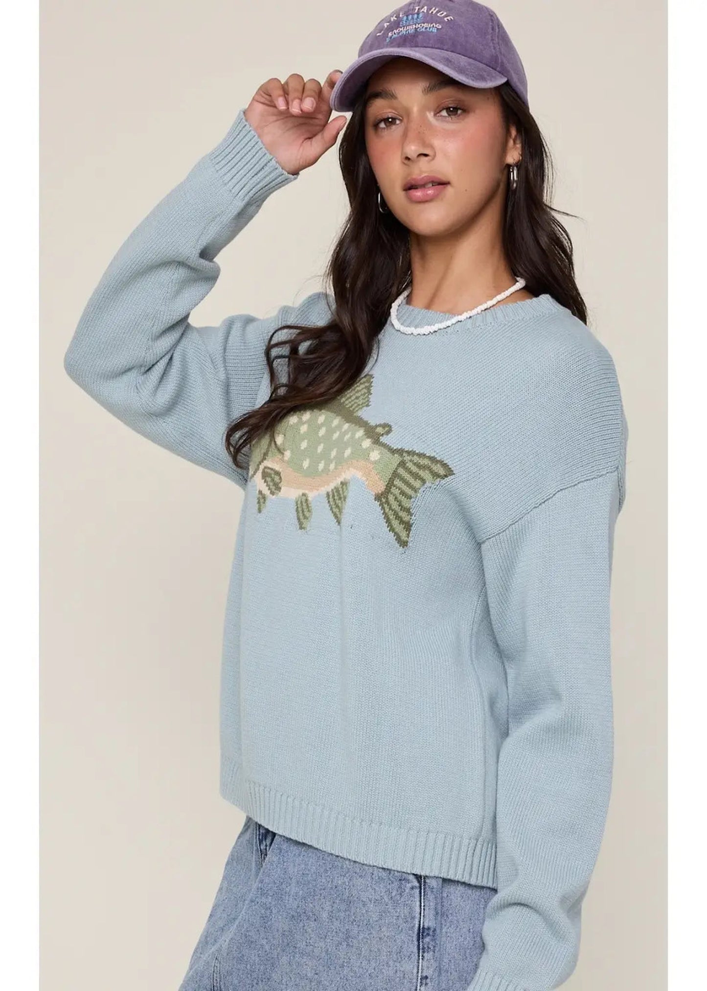 FISH SWEATER - BLUE & SAGE