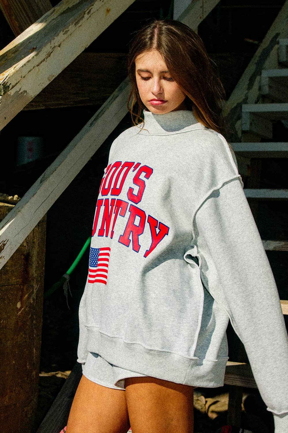 GOD'S COUNTRY Reversible Mock-neck Sweatshirt