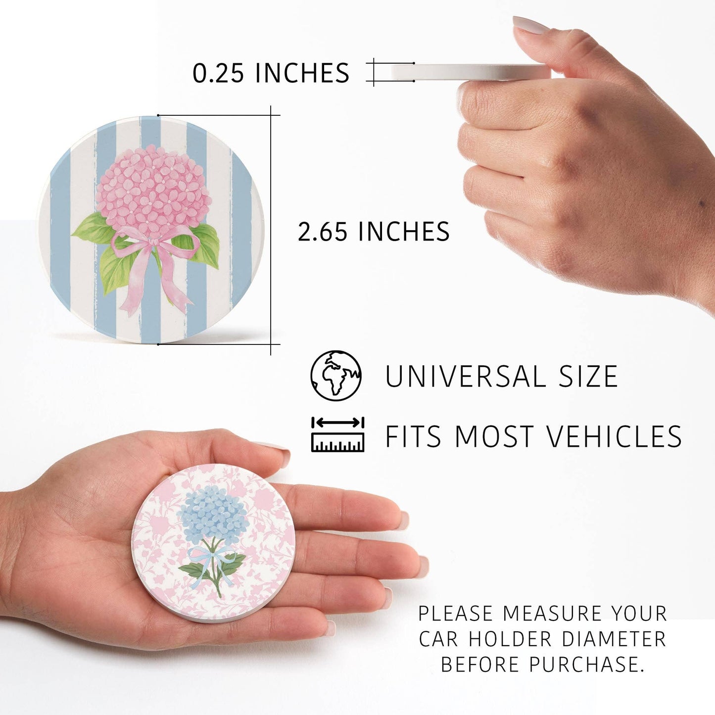 Car Coaster 2-Pack Kalia Lane-Hydrangea Cottage