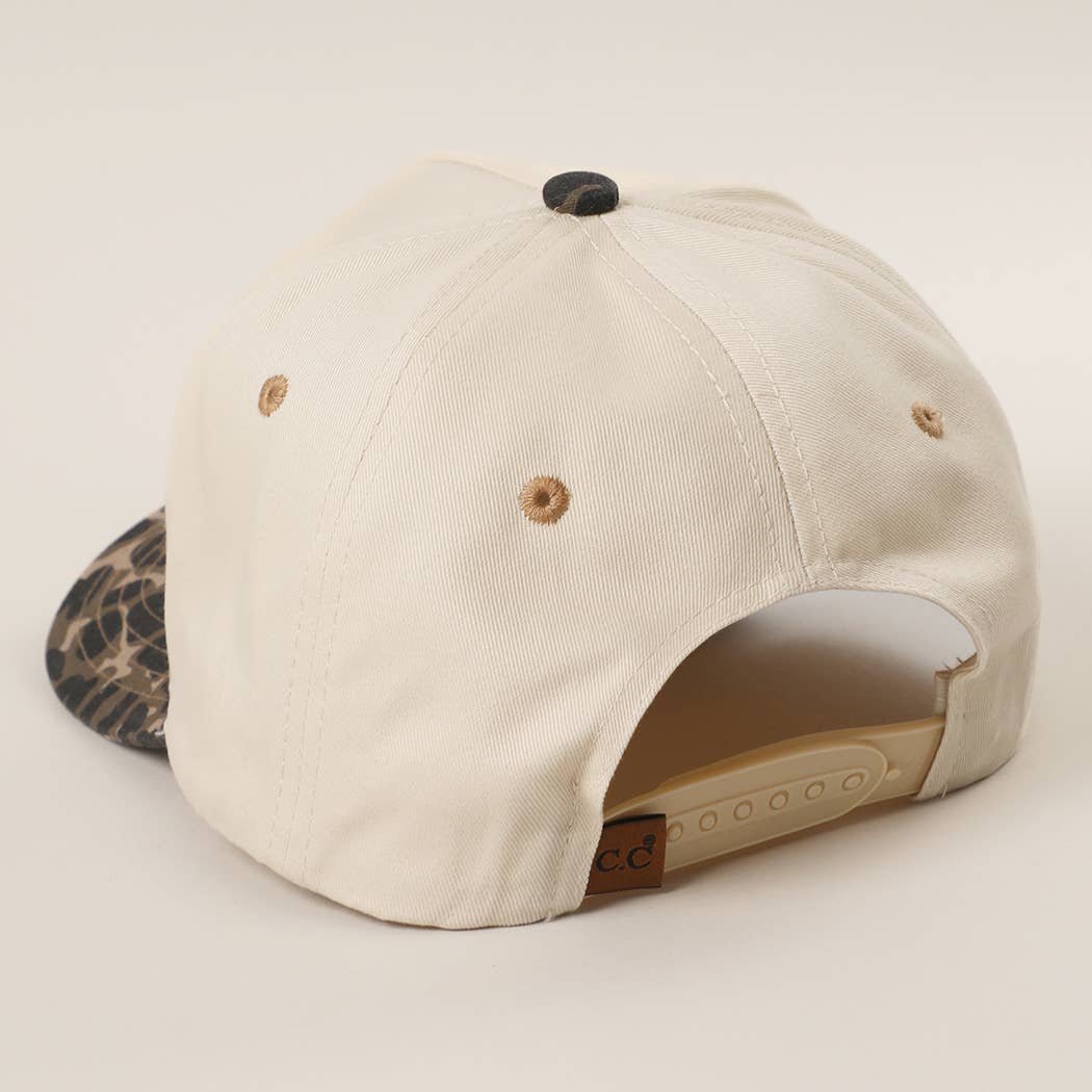 MADE IN AMERICA 3D EMBROIDERED TWO TONE LEOPARD BRIM TRUCKER HAT