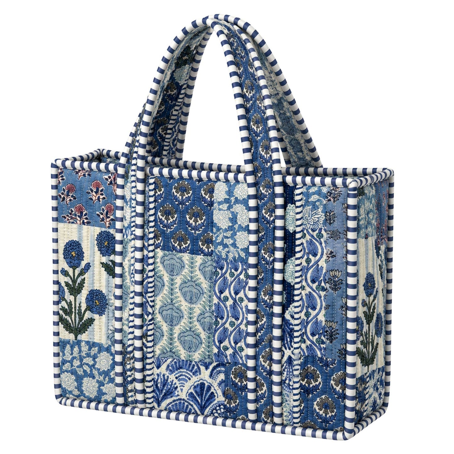 Blue Patchwork Quilted Bag Print
