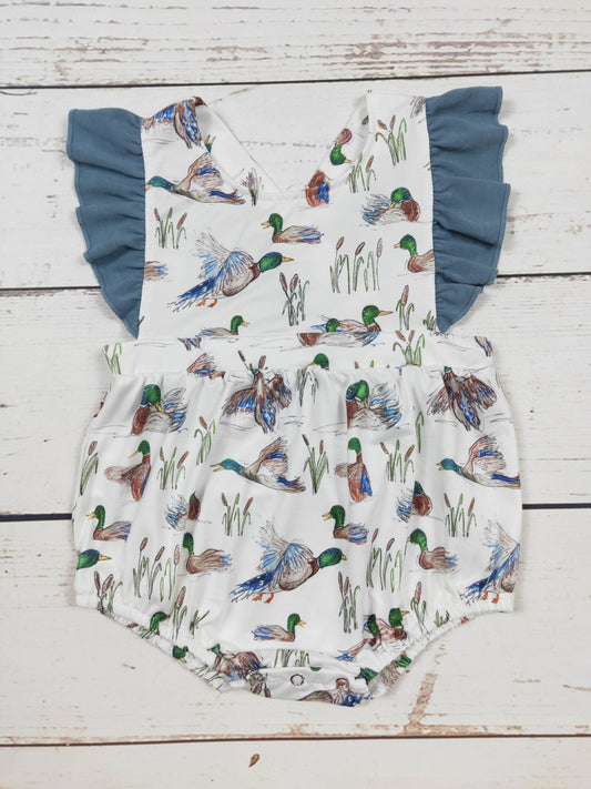 Duck Printed Baby Girls Romper