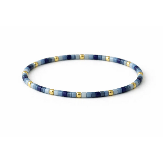 Endless Summer 14k Gold filled & Blues Beaded Bracelet - 7"