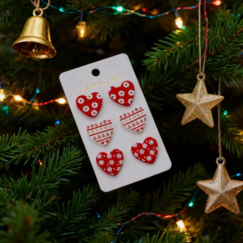 CUTE CHRISTMAS WHITE SNOWFLAKE HEARTS