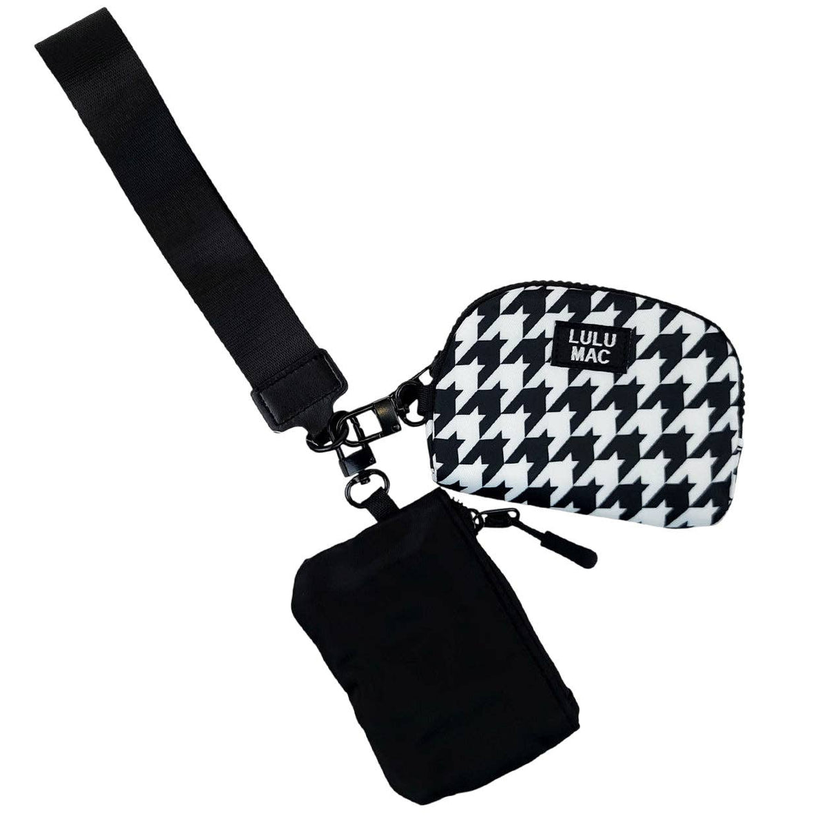 Black Houndstooth Lulu Mac Double Pouch Wristlet