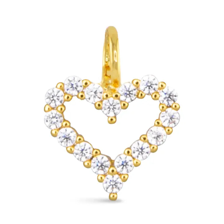 Cz Heart Necklace Charm - Gold