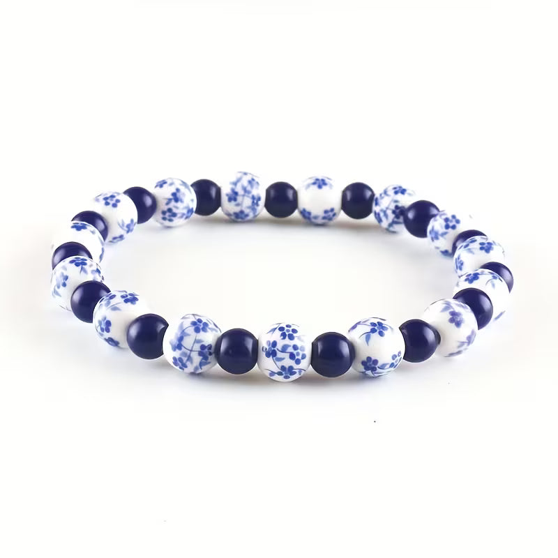 BOHEMIAN HANDMADE ORCHID CERAMIC BEADED BRACELET