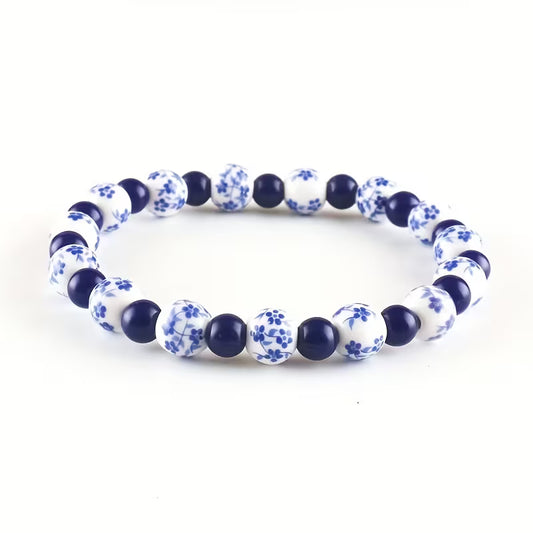 BOHEMIAN HANDMADE ORCHID CERAMIC BEADED BRACELET