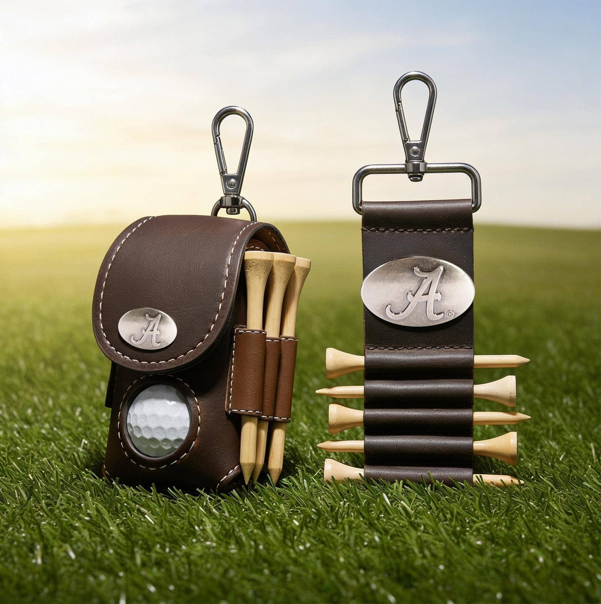 Alabama Crimson Tide Leather Golf Ball and Tee Holder