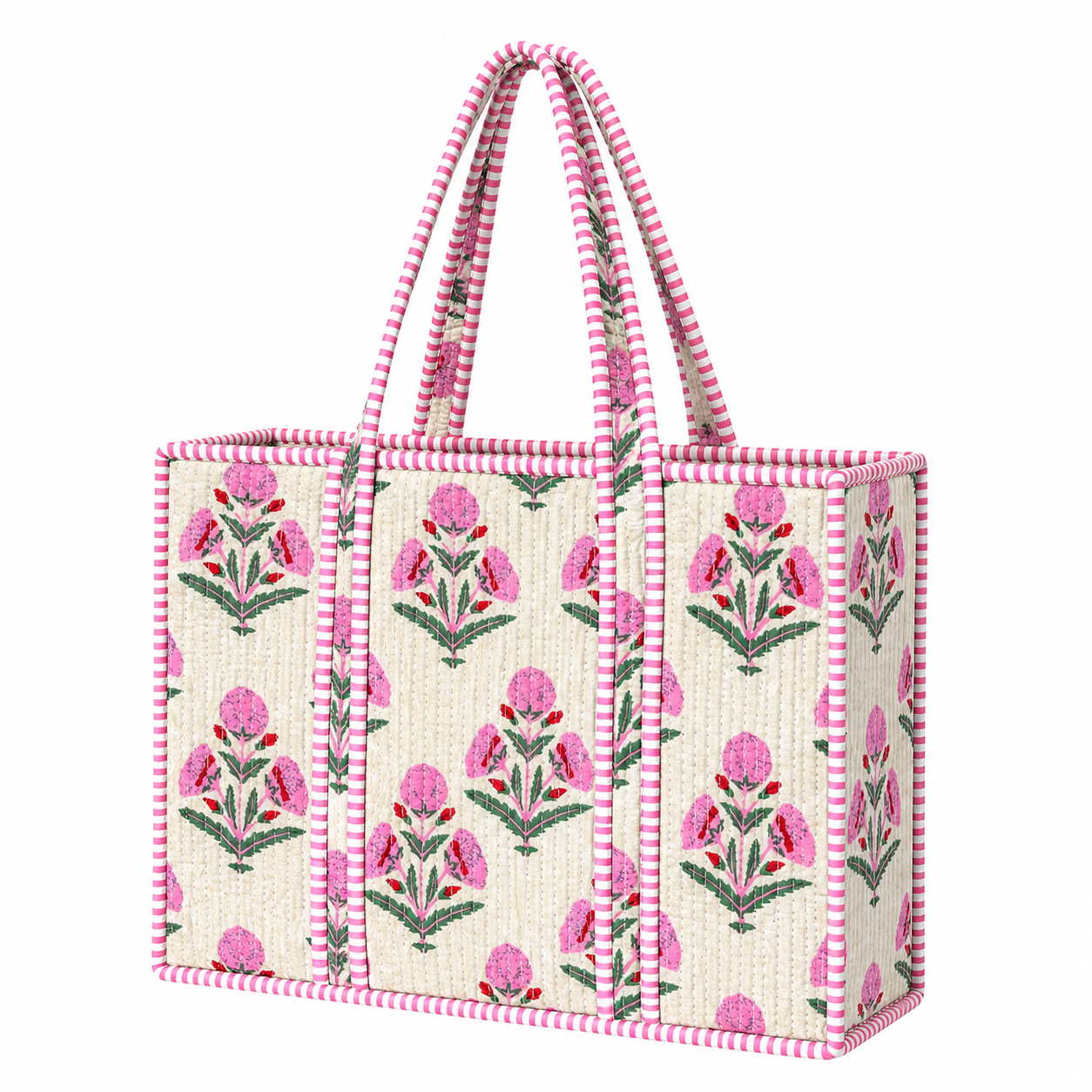 Light Pink Floral Quilted Bag Print