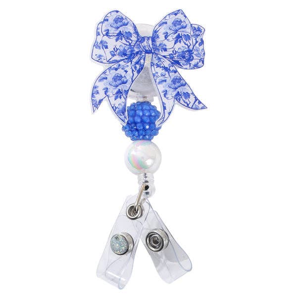 Glitterific Blue Bow Badge Reel