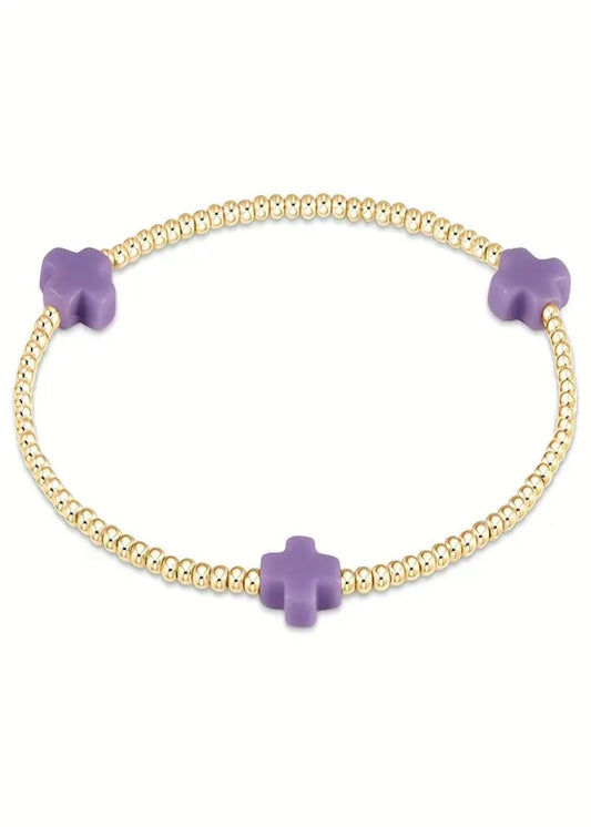 Alloy Cross Bracelet - 3mm Beaded