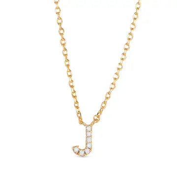 Gold Cz Initial Necklace