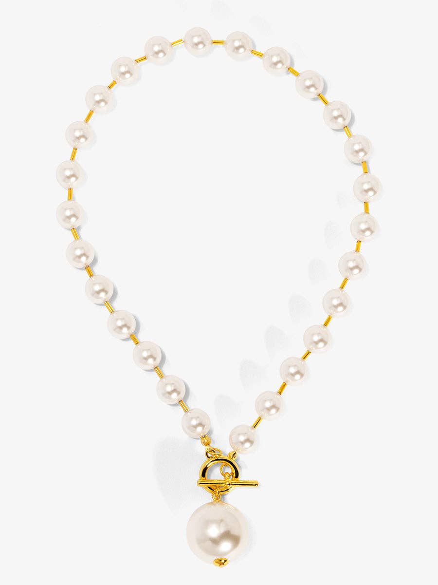 Pearl Beaded Collar Necklace with Tube Spacers