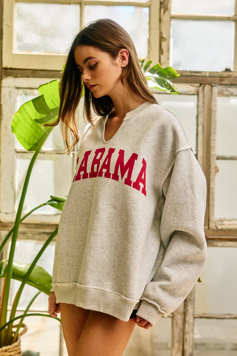 'Alabama/AL' Reversible Oversized V-NECK Pullover