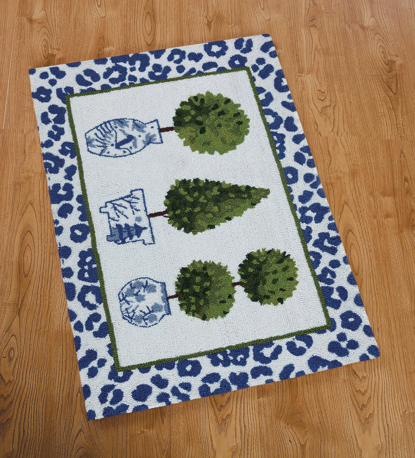 Leopard Print Topiary Hook Rug