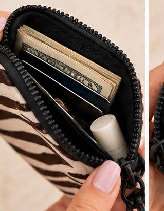 Zebra Striped Dual Pouch Wristlet