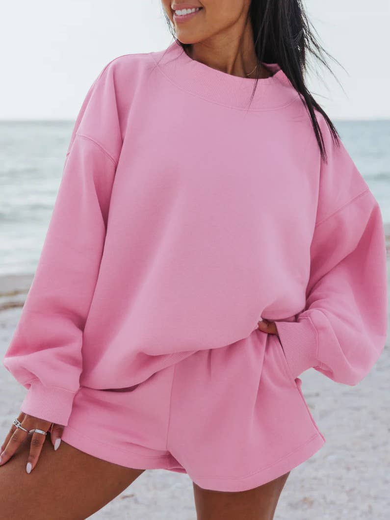 Versatile old school oversized Mockneck Sweatshirt in plain