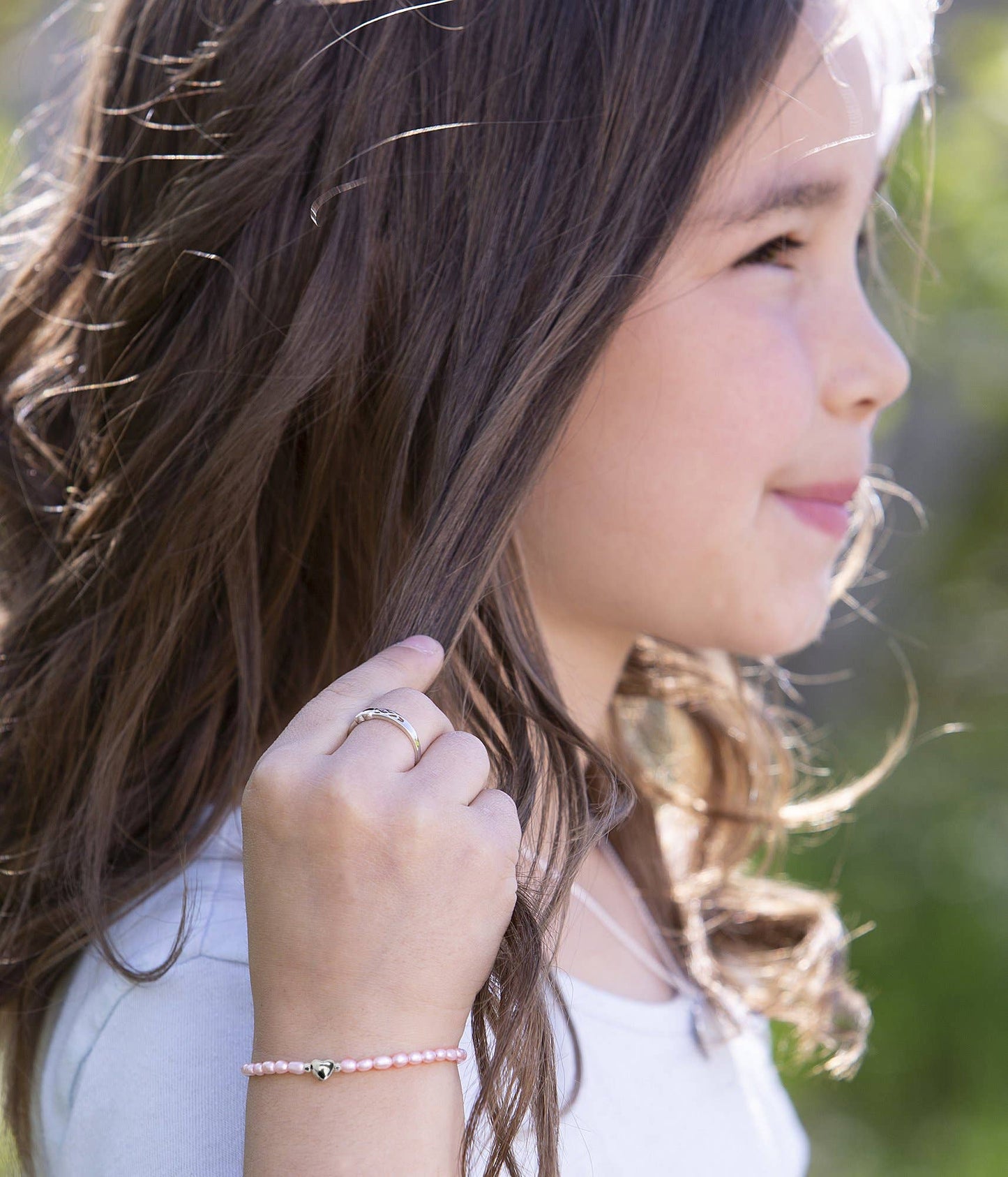 Girls Sterling Silver Pink Pearl Baby Heart Bracelet  Destiny Pink