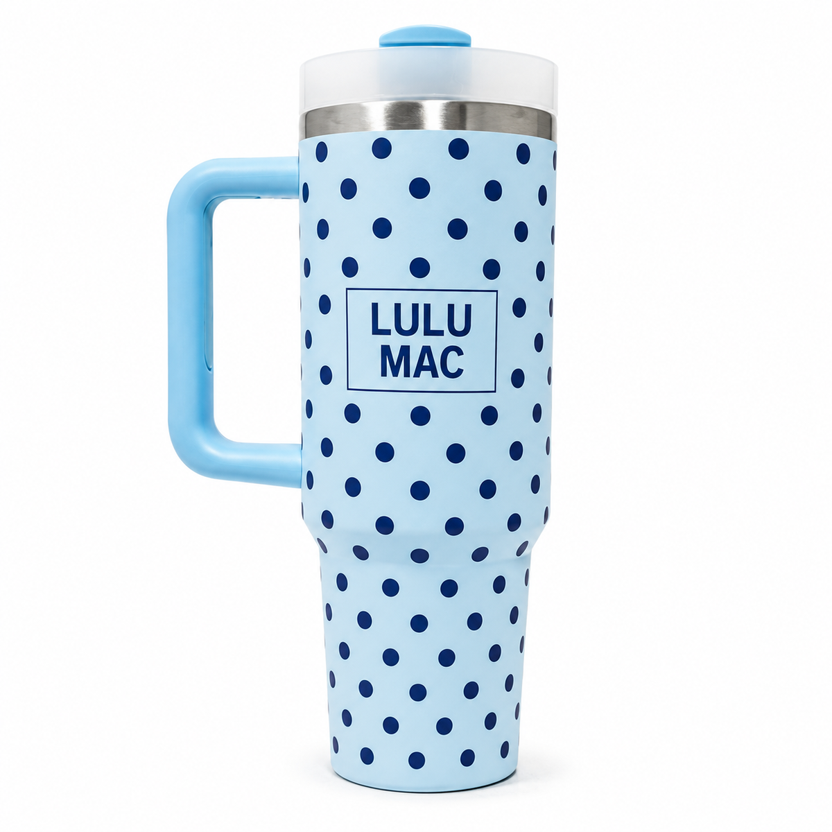 LIGHT BLUE/NAVY DOT TUMBLER