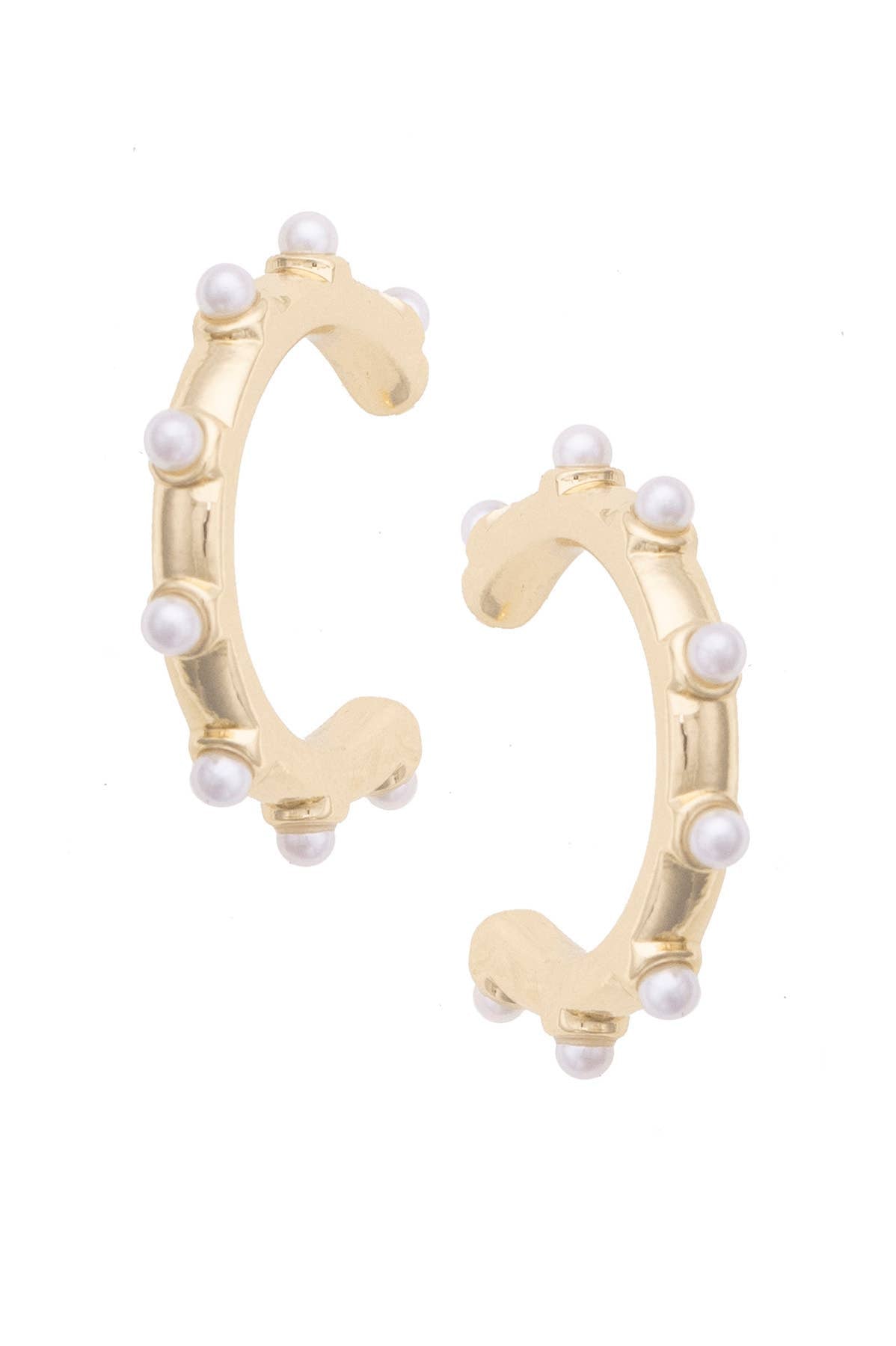Winston Pearl Studded Mini Hoop Earrings in Shiny Gold