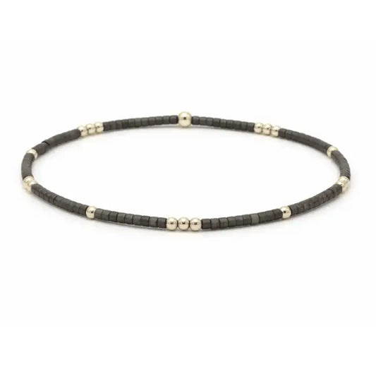 2mm Newport GRAPHITE + Gold Filled Waterproof Bracelet