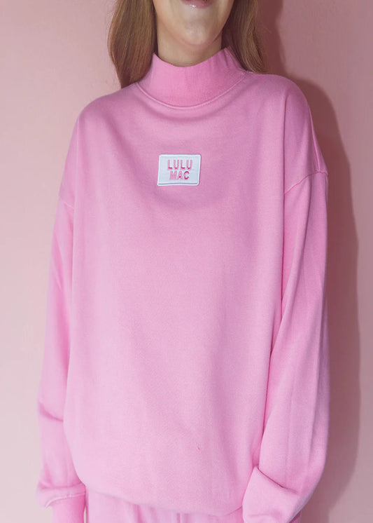 LONG SLEEVE TERRY CLOTH SWEATSHIRT - BUBBLEGUM PINK