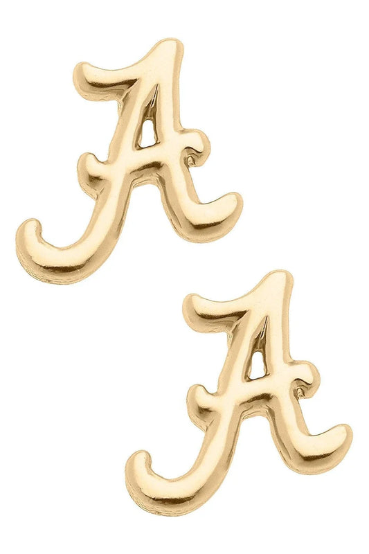 Alabama Crimson Tide 24K Gold Plated Stud Earrings