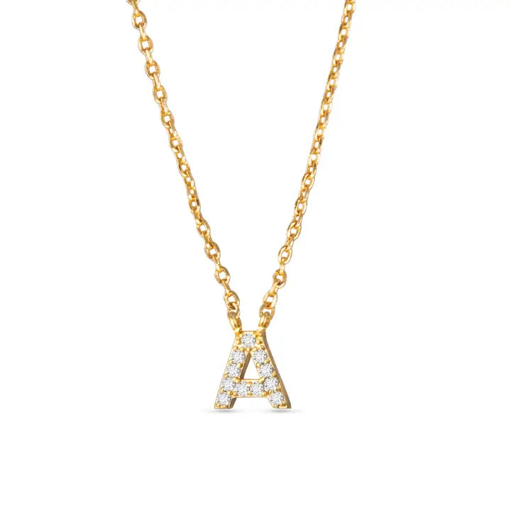 Gold Cz Initial Necklace