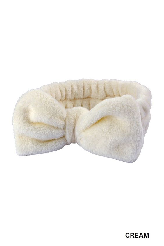 Soft plush bowknot spa headband