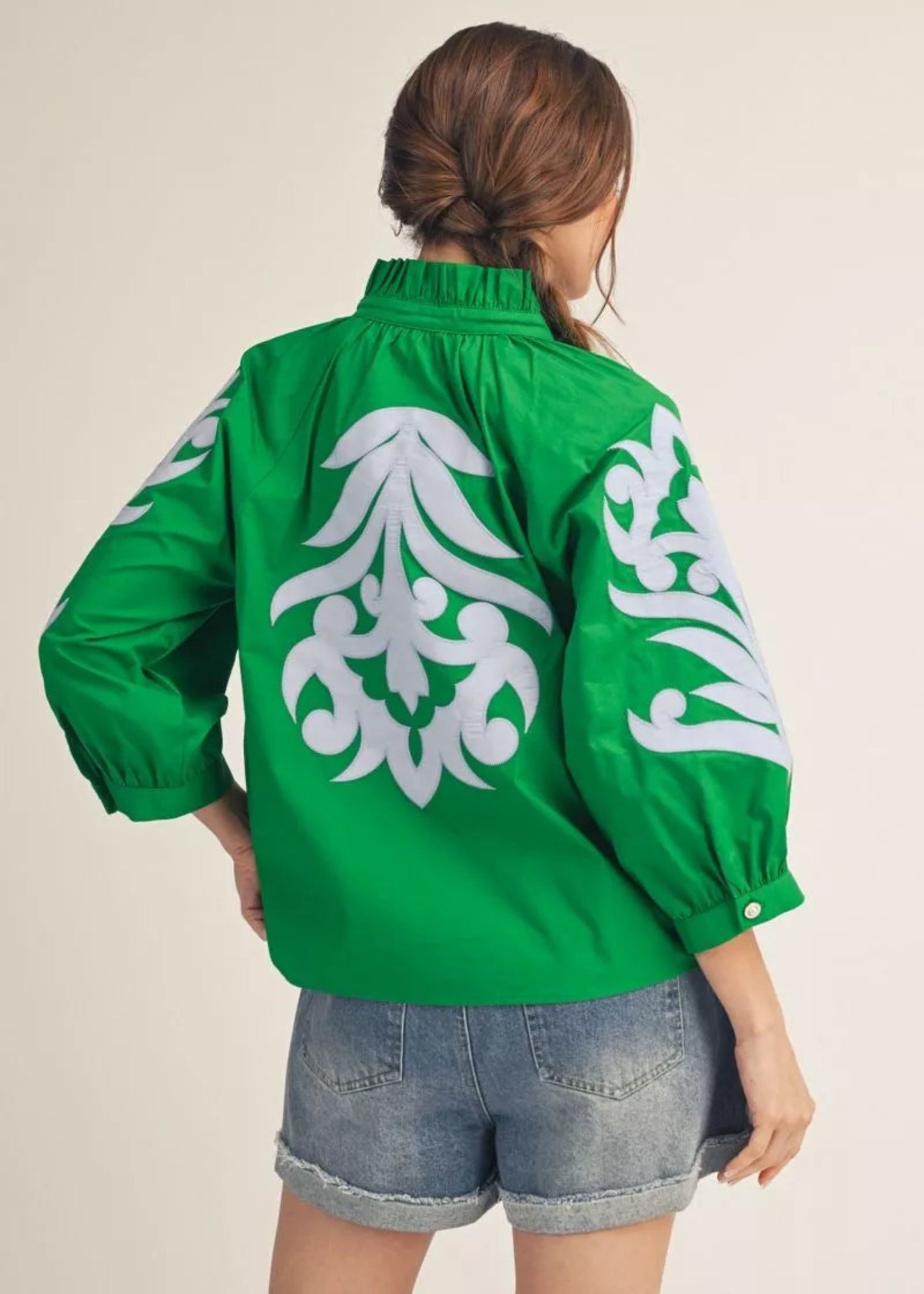 MARLA TOP - SKY BLUE/KELLY GREEN
