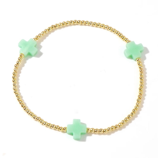 BOHEMIAN STYLE ELASTIC CROSS BRACELET - GREEN