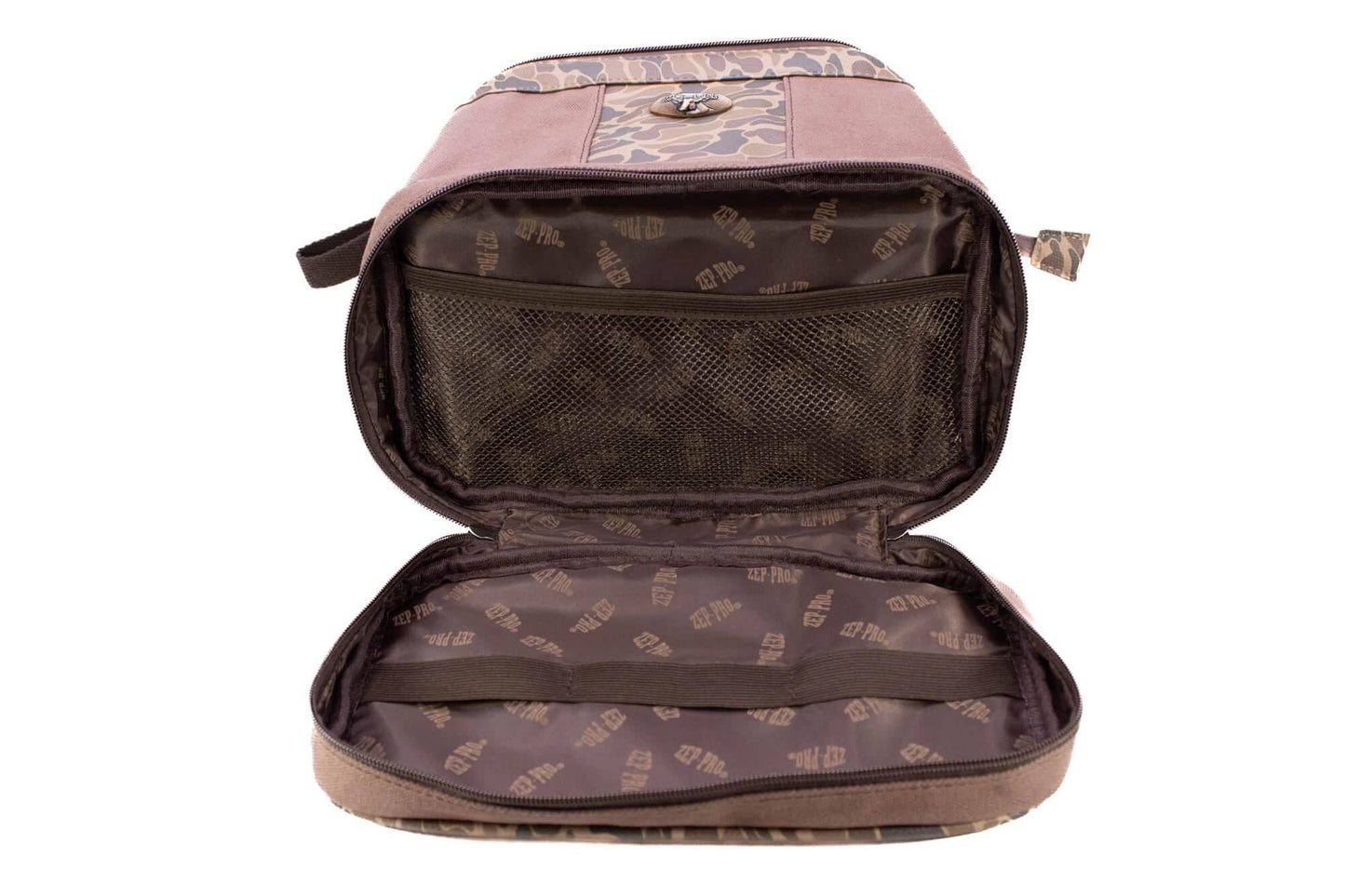 Shot Shell Brown Waxed Canvas Old School Camo Men's Toiletry Dopp Bag.