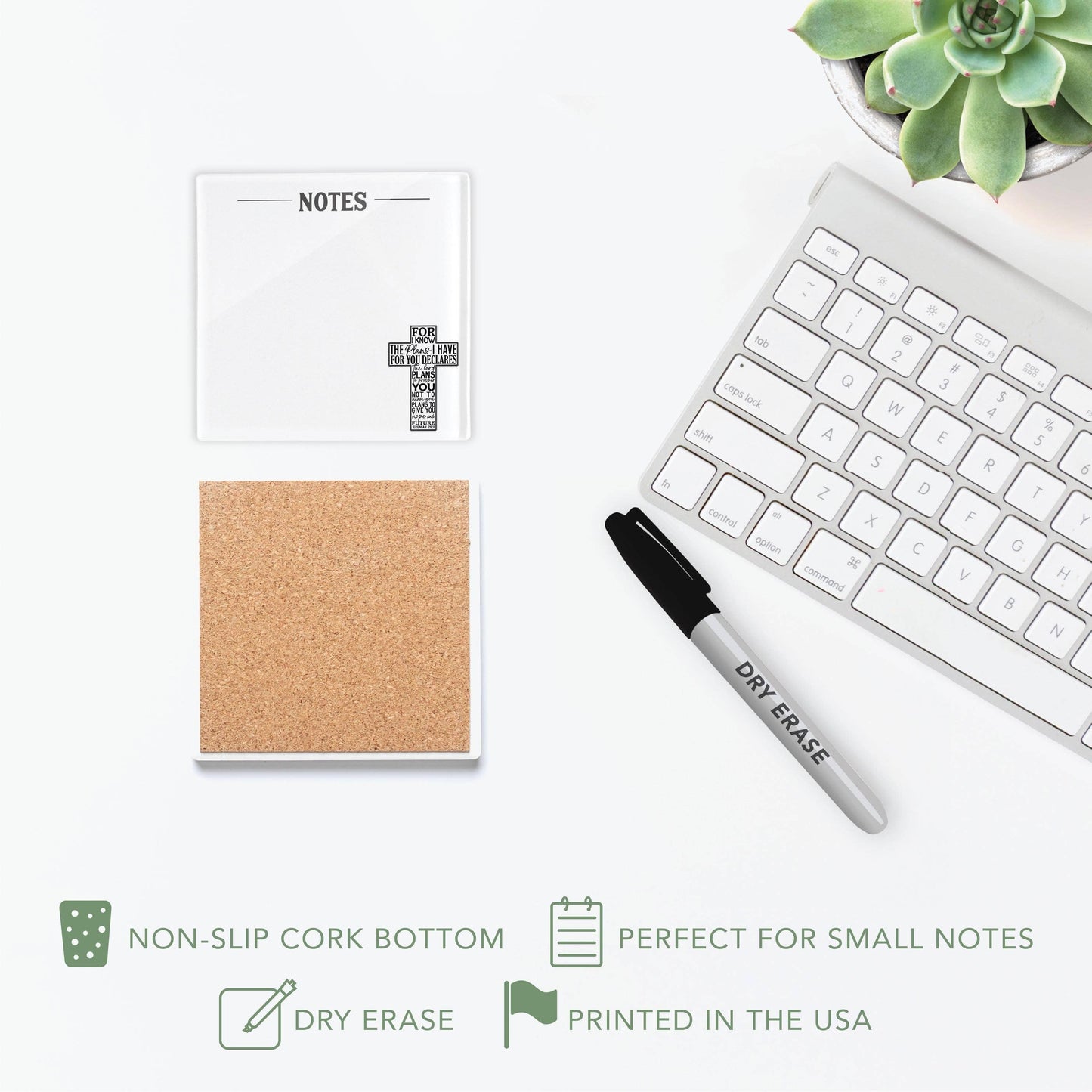 Graduation Gifts, 4x4 Dry Erase Desk Tile with Marker, Cross