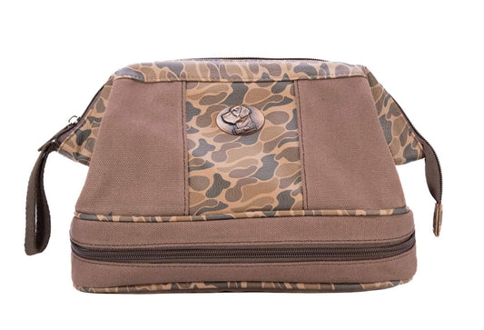 Lab Brown Waxed Canvas Old School Camo Men's Toiletry Dopp Bag.