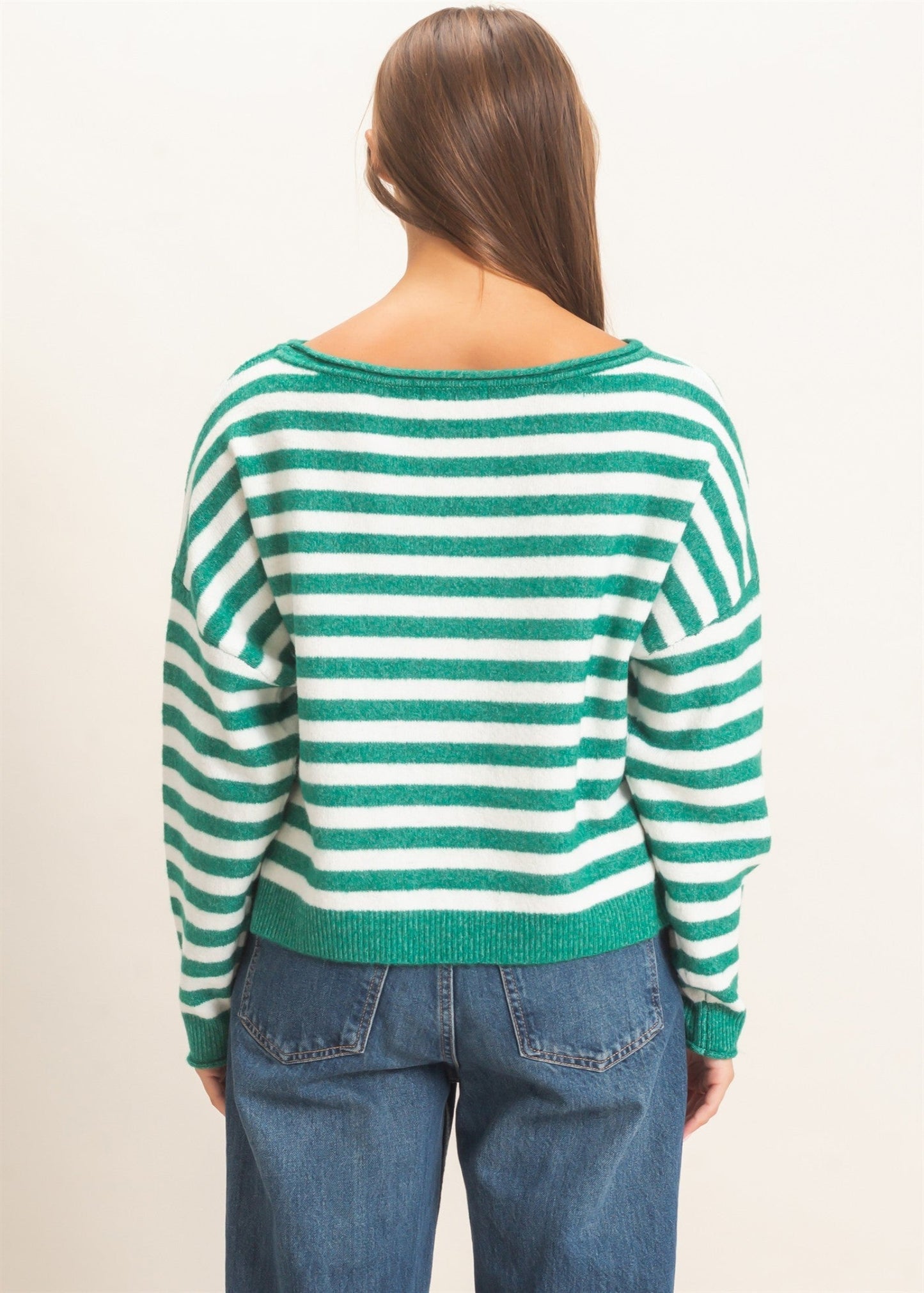 MABRIE SWEATER - EMERALD STRIPED