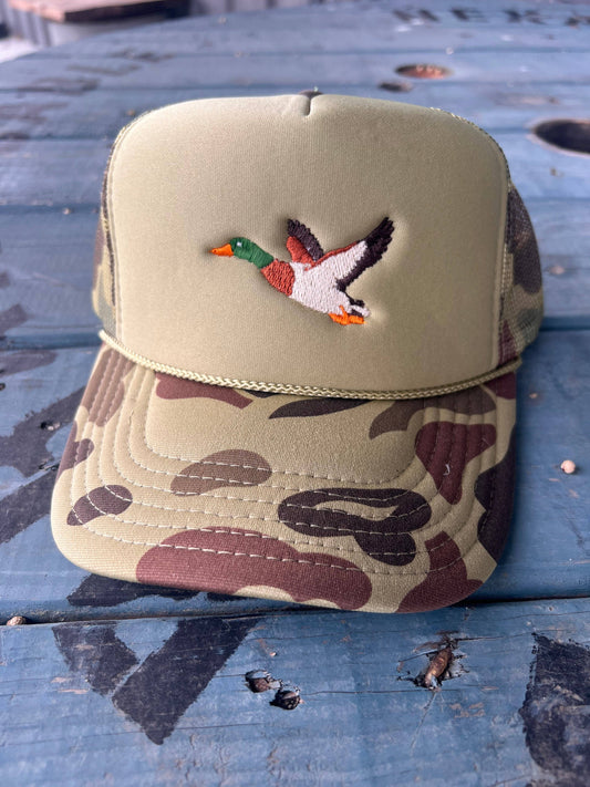 Mallard Duck Embroidery - Camo & Olive Otto Trucker Hat
