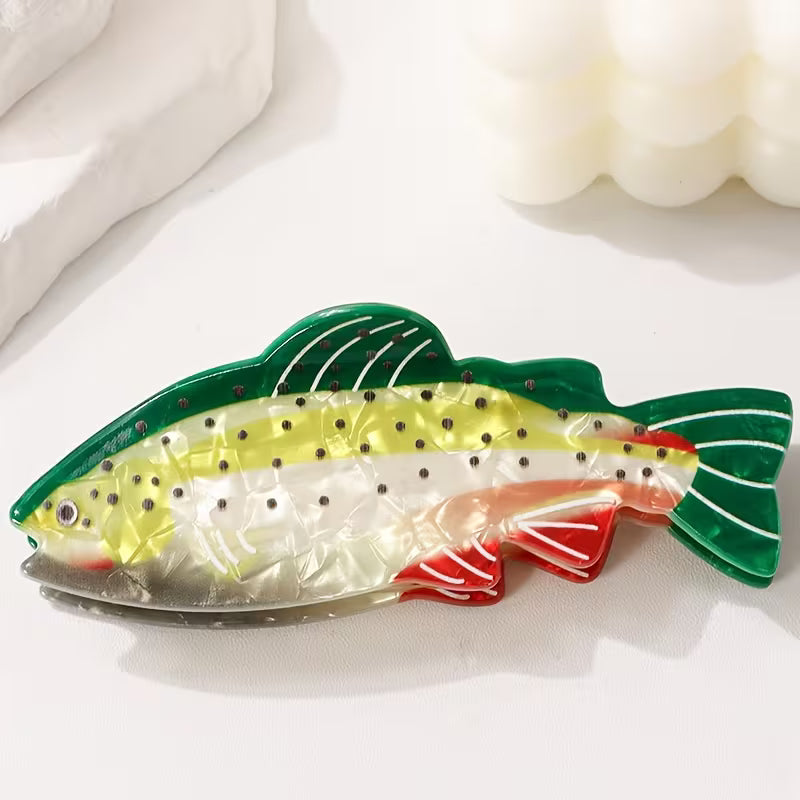 ACRYLIC TROUT HAIR CLIP - VIBRANT GREEN