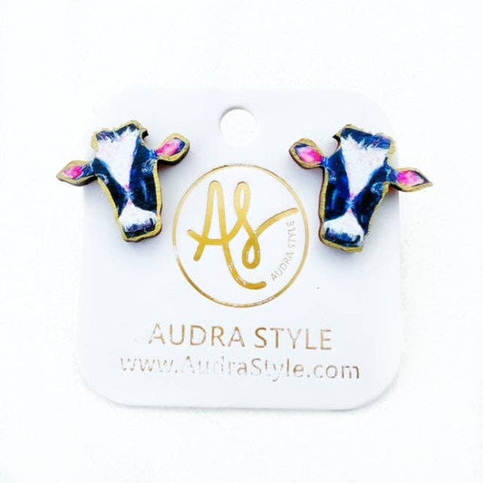 Cow Stud Earring Farm Animal Fall Pop Art