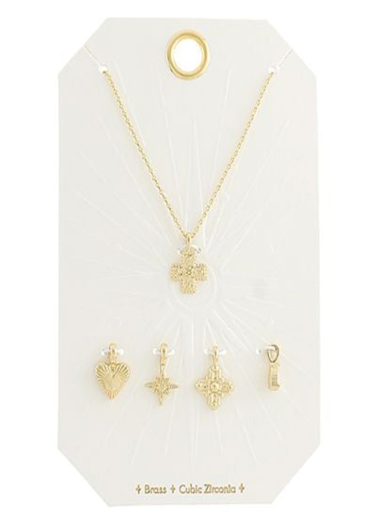 Cross & Heart Multi Charm Necklace Set