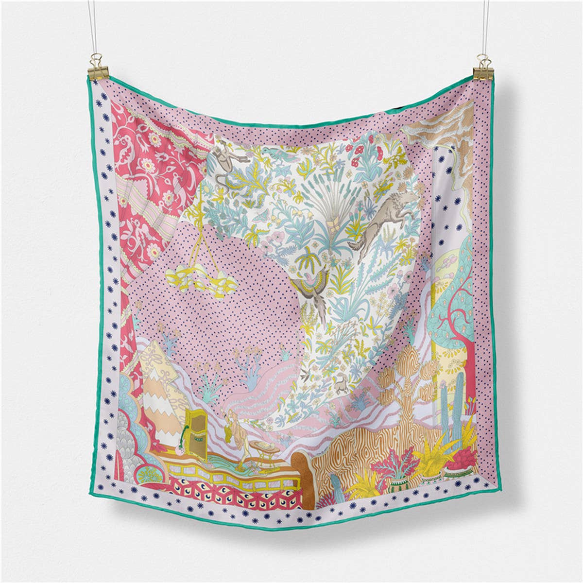 Silk Feel Square Scarf Necklace