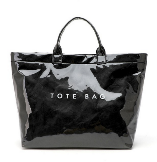 Leopard Print Tote Bag PVC Handbag: Black / M